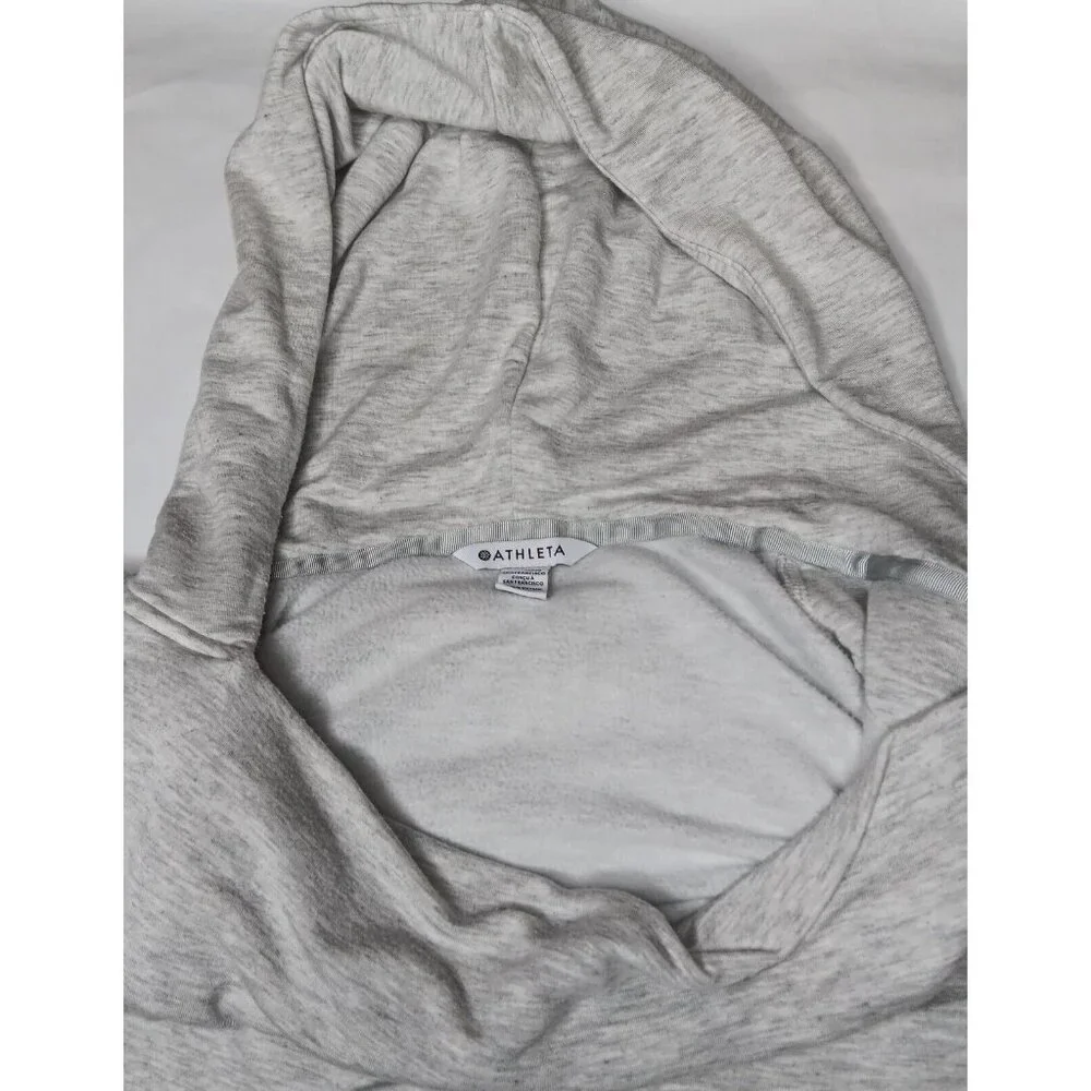 Athleta Womens Large Purana Wrap Sweatshirt Gray Heather Ribbed Long Sleeve Top - Picture 9 of 15